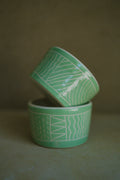 Sgraffito Cup Set — Pistachio Green (Two Pieces)