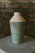 Cloudy Aqua and Coral Flower Vase