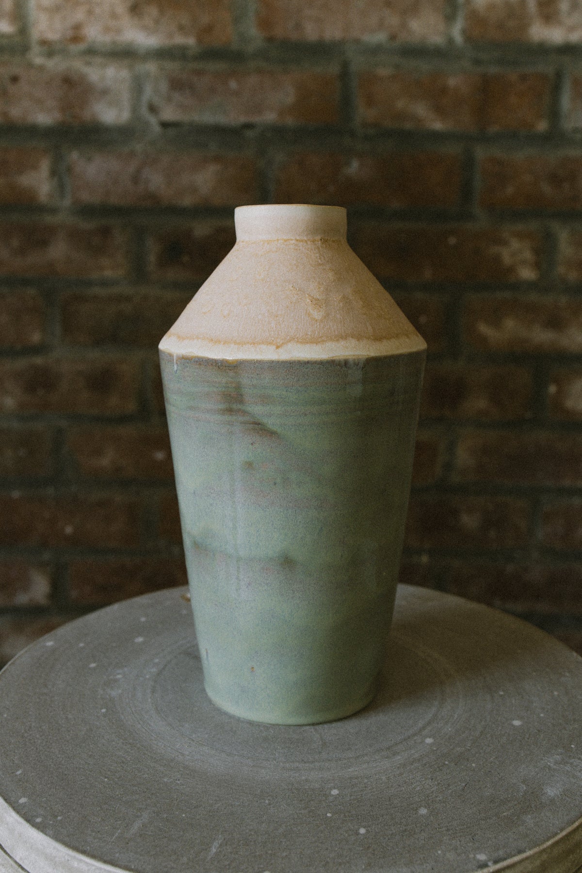 Cloudy Aqua and Coral Flower Vase