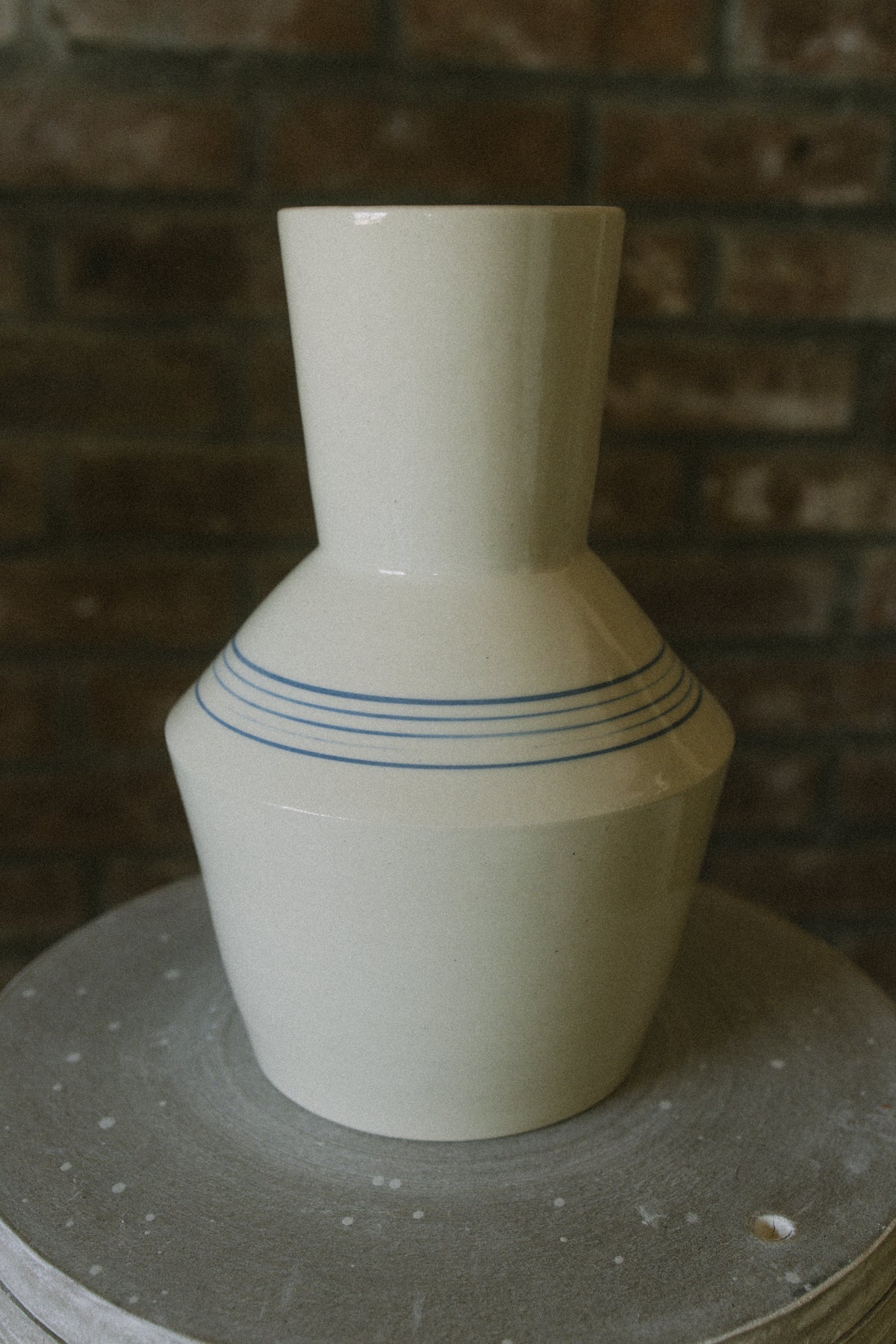 Blue Line Flower Vase — Open Lip