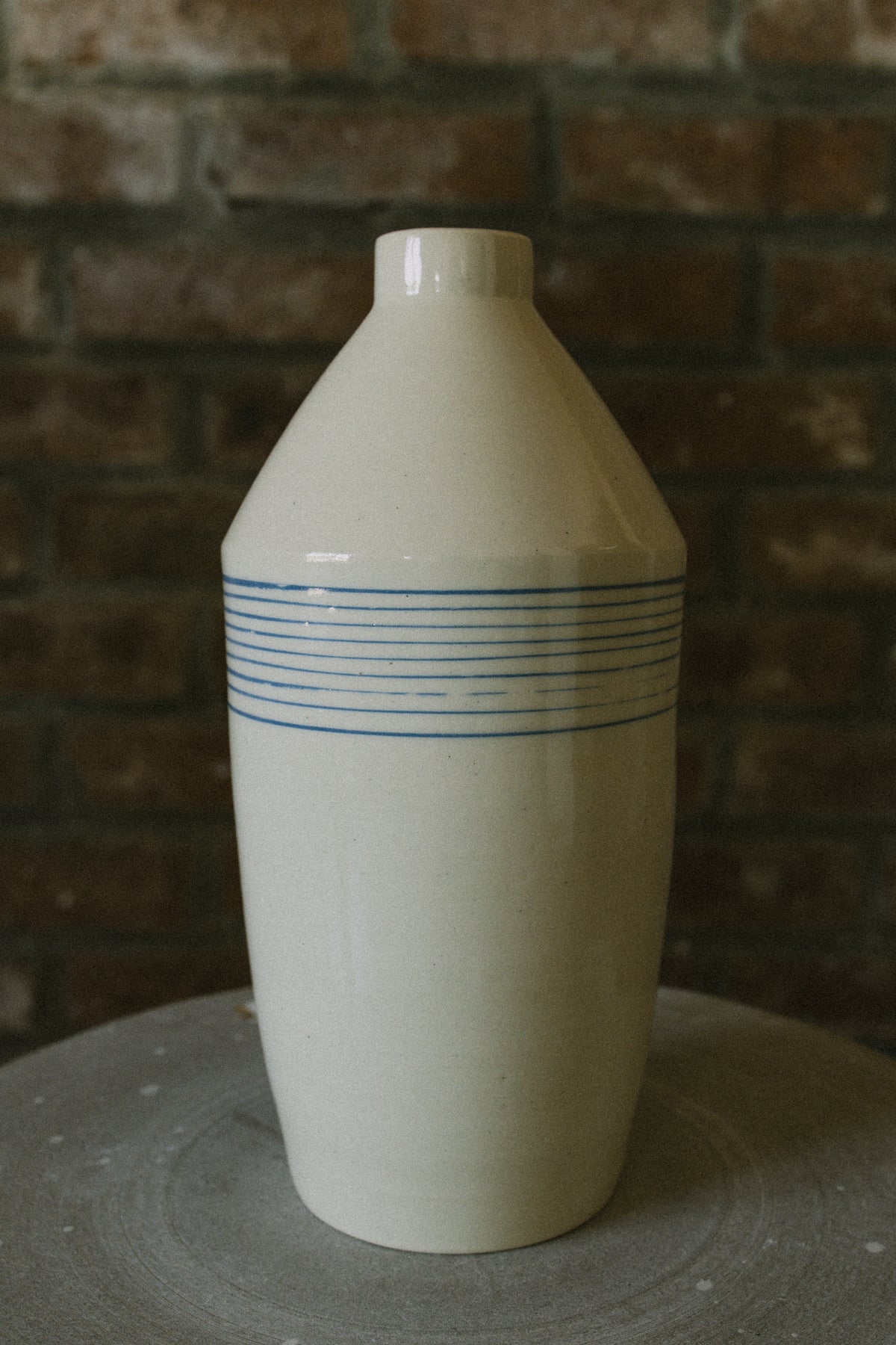 Blue Line Flower Vase — Bottle Shape